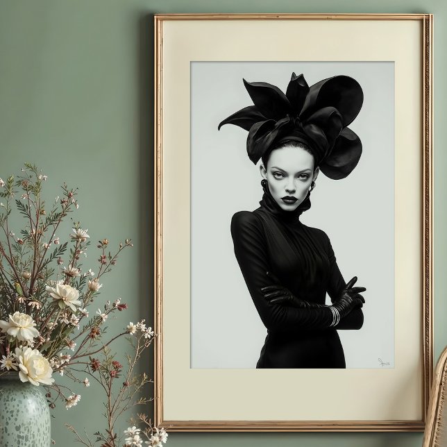 Póster Dark Bloom: Moda Monocroma Escultural (Subido por el creador)