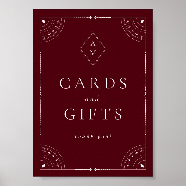 Póster Dark Burgundy Celestial y Tarjetas y Regalos de Es (Frente)