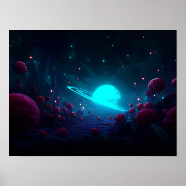 Póster Dark Fantasy Valley with Glowing Green Sky and Rui (Frente)