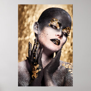 Póster Dark Golden Beauty Body Paint Glamorous Art