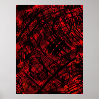 Póster Dark Gothic Abstract Wall Art Red and Black Poster