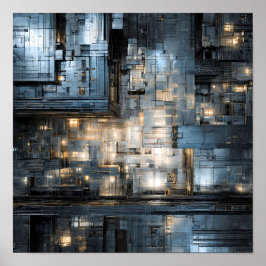 Póster Dark Industrial Texture: Dystopian Circuit