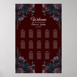 Póster Dark Maroon Mauve Boda Gótica Elegante