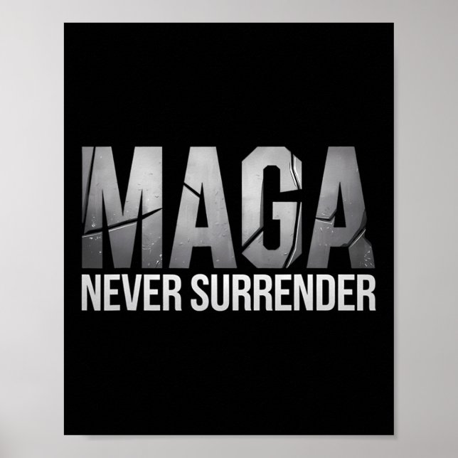 Póster Dark Mega Trump 2024 Mega Never Surrender  (Frente)