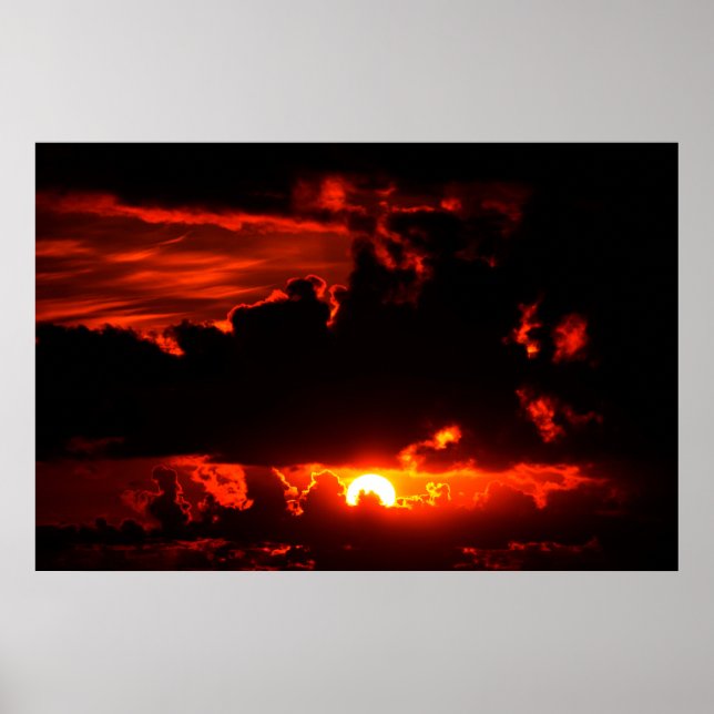 Póster dark moody red sunset sky (Frente)