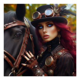 Póster Dark Rider Steampunk Victoria Lady