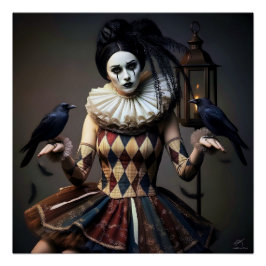 Póster  Dark Romantic Crow Motif