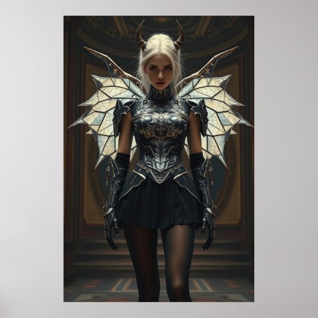 Póster Dark Seraphim Queen – Fantasy Gothic Warrior Angel (Frente)