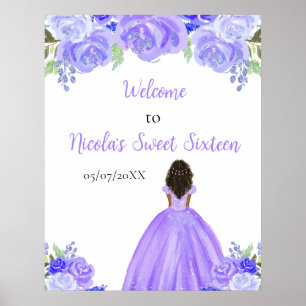 Póster Dark Skin Princess Purple Sweet Dieciséis Bienveni