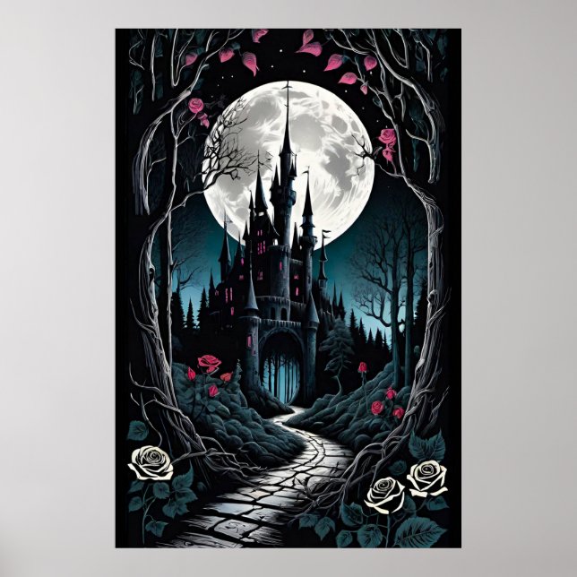Póster Dark Woods Castle Fantasy (Frente)