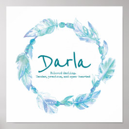 Póster Darla feather beads wreath name aqua significa