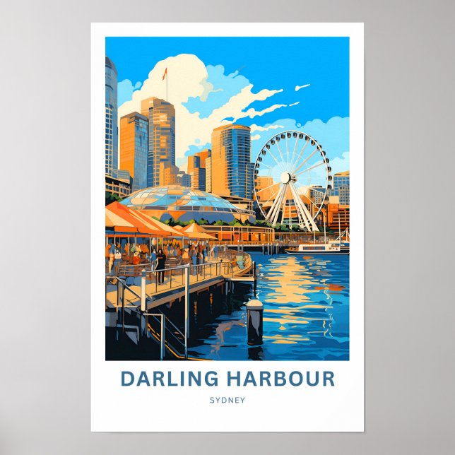 Póster Darling Harbour Sydney Travel Print (Frente)