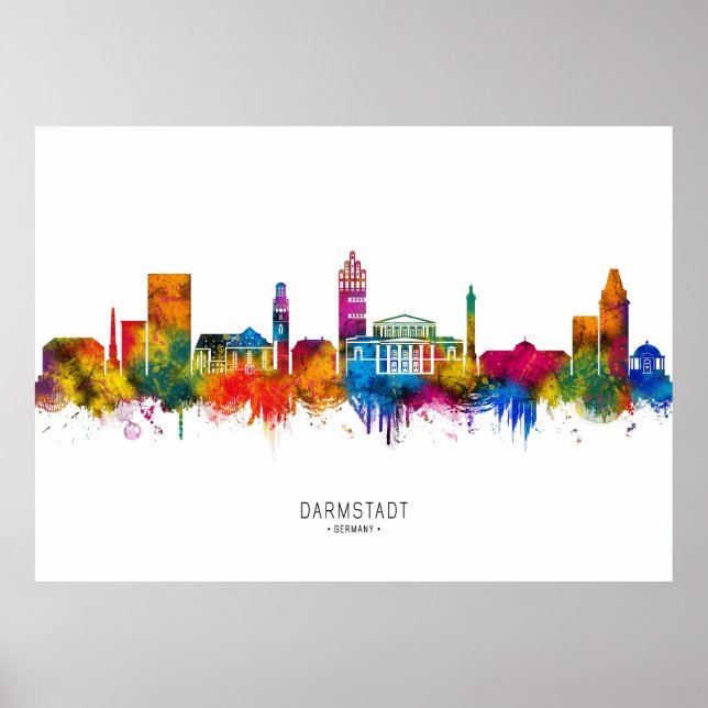 Póster Darmstadt Germany Skyline (Frente)