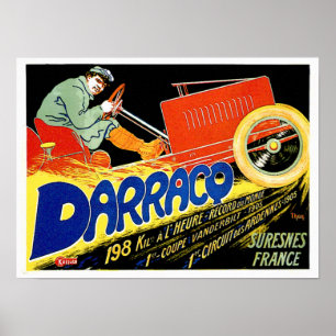 Póster Darracq ~ Vintage French Motor Car Ad