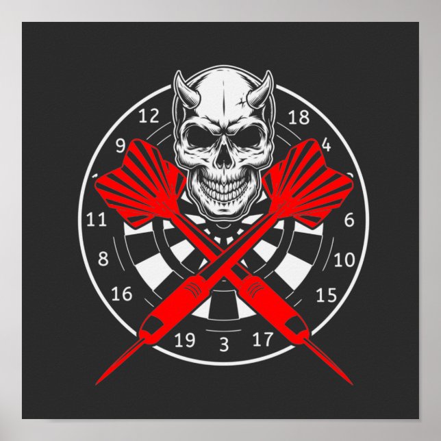 Póster Dartboard Darts Skull (Frente)
