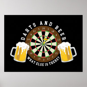 Póster Darts and Beer Dartboard Torneo Sport Fun