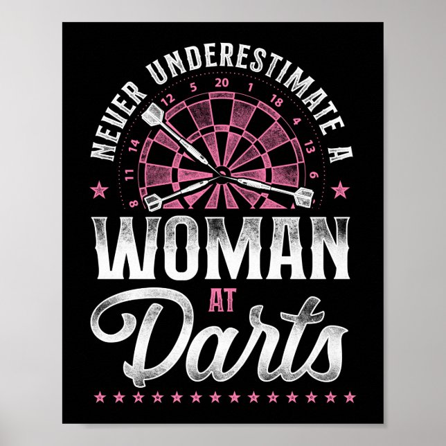 Póster Darts Dart Nunca Subestima A Una Mujer A Darts (Frente)
