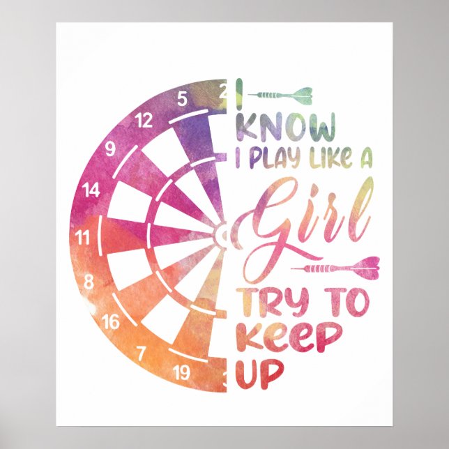 Póster Darts Women Gift Arrows Field Team Play Like a Gir (Frente)