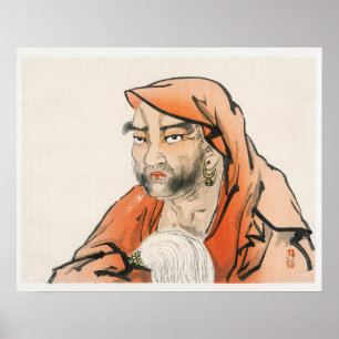 Póster Daruma (Bodhidharma) por Kōno Bairei