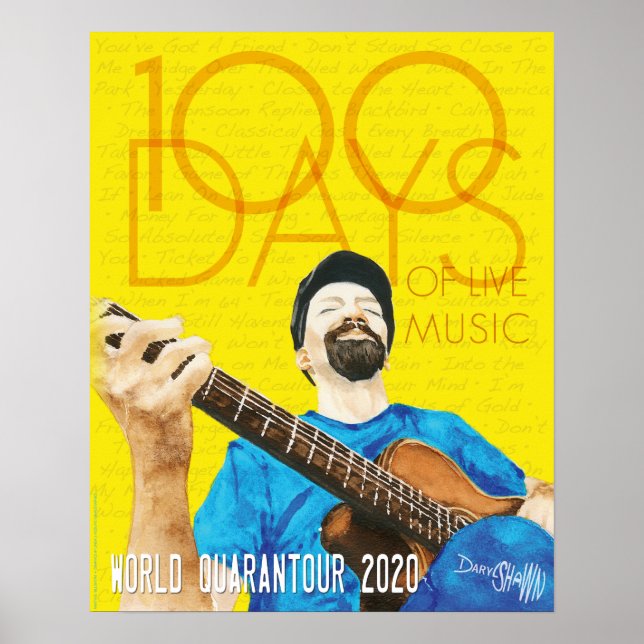 Póster Daryl Shawn Quarantour 100 días de música (Frente)
