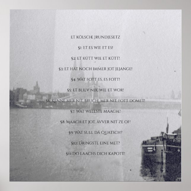 Póster Das Kölsche Grundgesetz - Kölsch - Colonia - Köln (Frente)