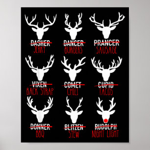 Póster Dasher Dancer Prancer & Bourbon Navidad