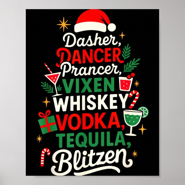 Póster Dasher Dancer Prancer Vixen Moscato Vodka Tequila  (Frente)