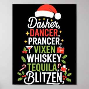 Póster Dasher Dancer Prancer Vixen Whiskey Tequila Blitze