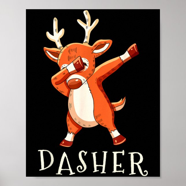 Póster Dasher Santas Reindeers Family Matching Outfit Chr (Frente)
