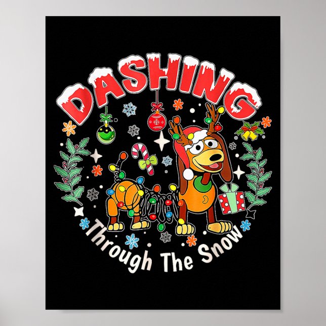 Póster Dashing Through The Snow, Funny Dog Christmas  (Frente)