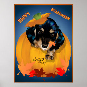 Póster Dashund Halloween - poster del abucheo