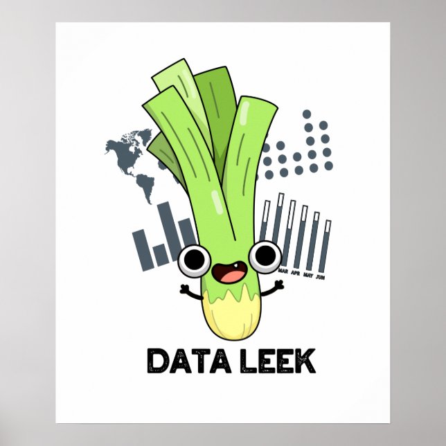 Póster Data Leek Funny Computer Veggie Pun (Frente)