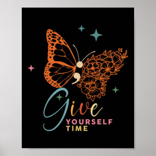 Póster Date a sí mismo Flor Mariposa Salud Mental