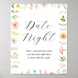 Póster Date Night Ideas Bridal Tea Shower Sign