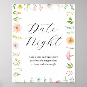 Póster Date Night Ideas Bridal Tea Shower Sign