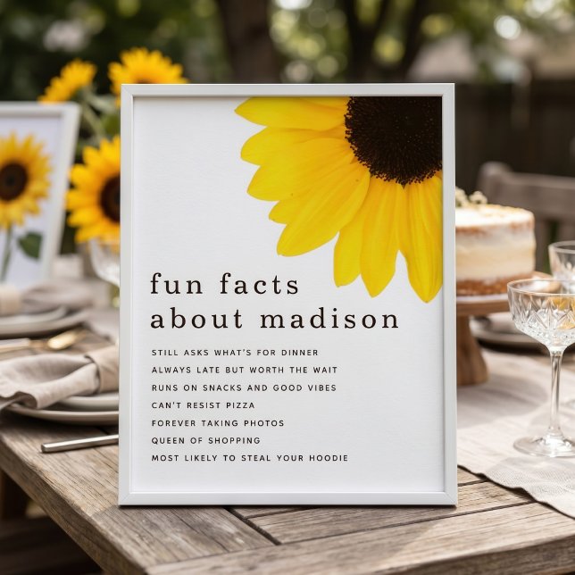 Póster Datos divertidos del girasol Fiesta de cumpleaños  (Subido por el creador)
