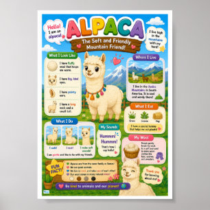 Póster Datos Divertidos Sobre Alpaca Para Niños