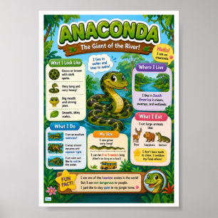 Póster Datos divertidos sobre Anaconda para niños