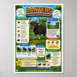 Póster Datos Divertidos Sobre Banteng Para Niños