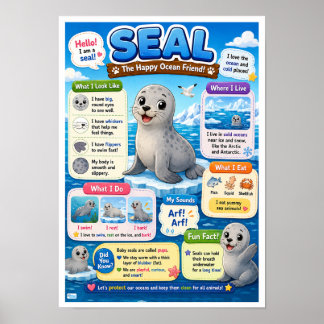Póster Datos divertidos sobre [Foca para niños