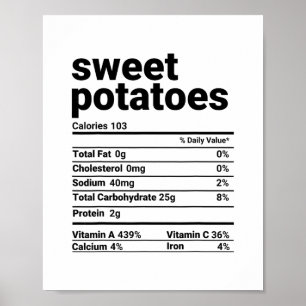 Póster Datos nutricionales de batatas disfraz de Acción d