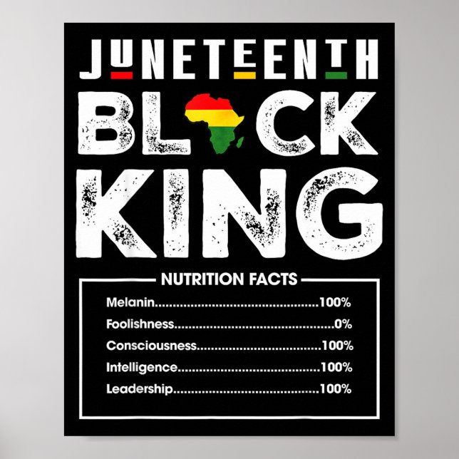 Póster datos nutricionales del rey negro de Juneteenth ho (Frente)