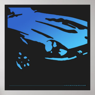 Póster Datsun 240Z Detalle - poster azul