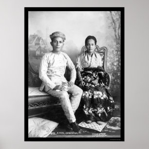 Póster Datto Mandi y su esposa en Filipinas en 1903