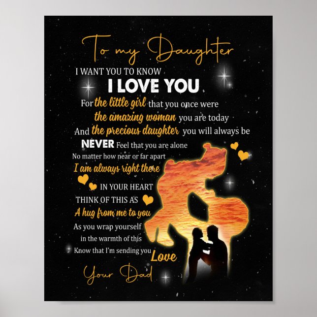 Póster Daughter Gift |Carta A Mi Hija Amor De Papá (Frente)