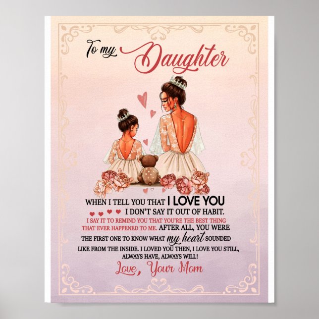 Póster Daughter Gift | Carta A Mi Hija De Mamá (Frente)