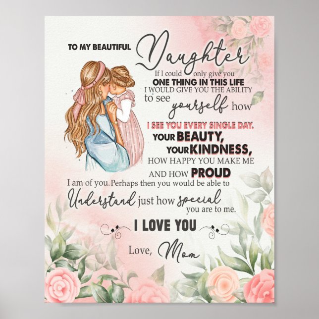 Póster Daughter Gift | Carta A Mi Hija De Mamá (Frente)