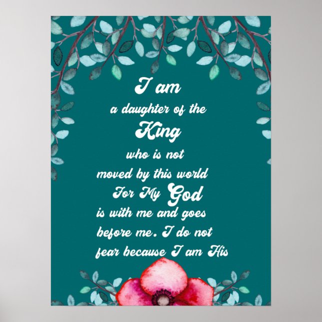 Póster Daughter Of The King Christian Inspirational (Frente)
