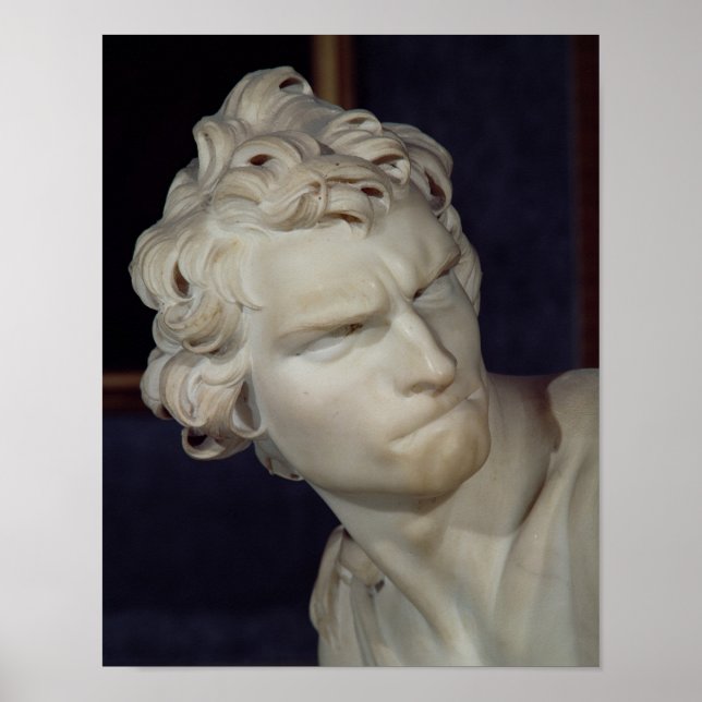 Póster David, detalle de la cabeza, 1623-23 (Frente)