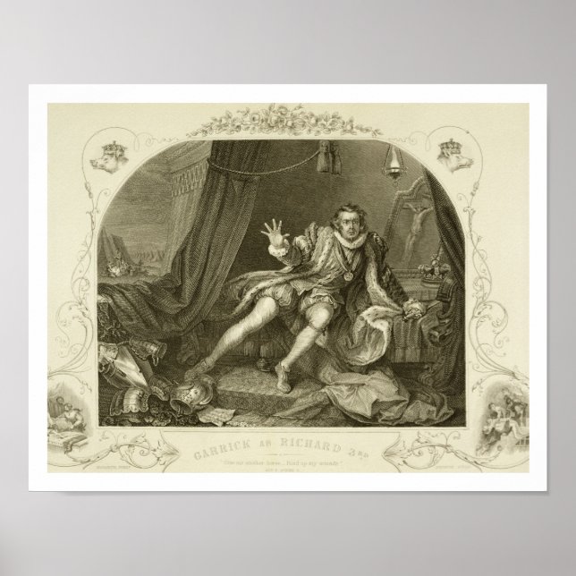Póster David Garrick (1717-79) como Richard III, Act V Sc (Frente)